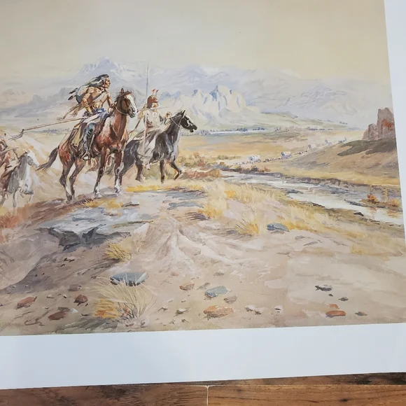 Wagon train pioneers Texas cm russell 14 x 19 C m Russell 1920 western native - Picture 2 of 4